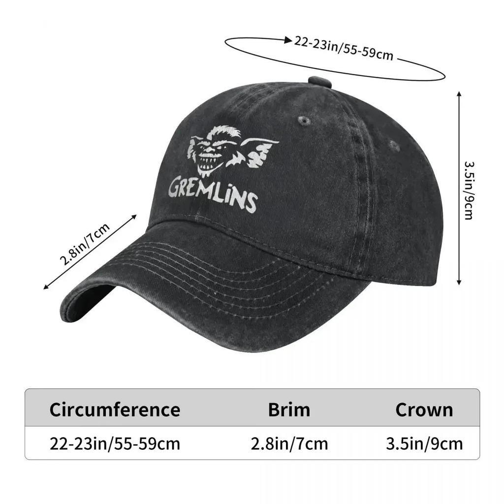 Men Women Cult Horror Gremlinse Movie Film Hats Vintage Distressed Cotton Baseball Cap Adjustable