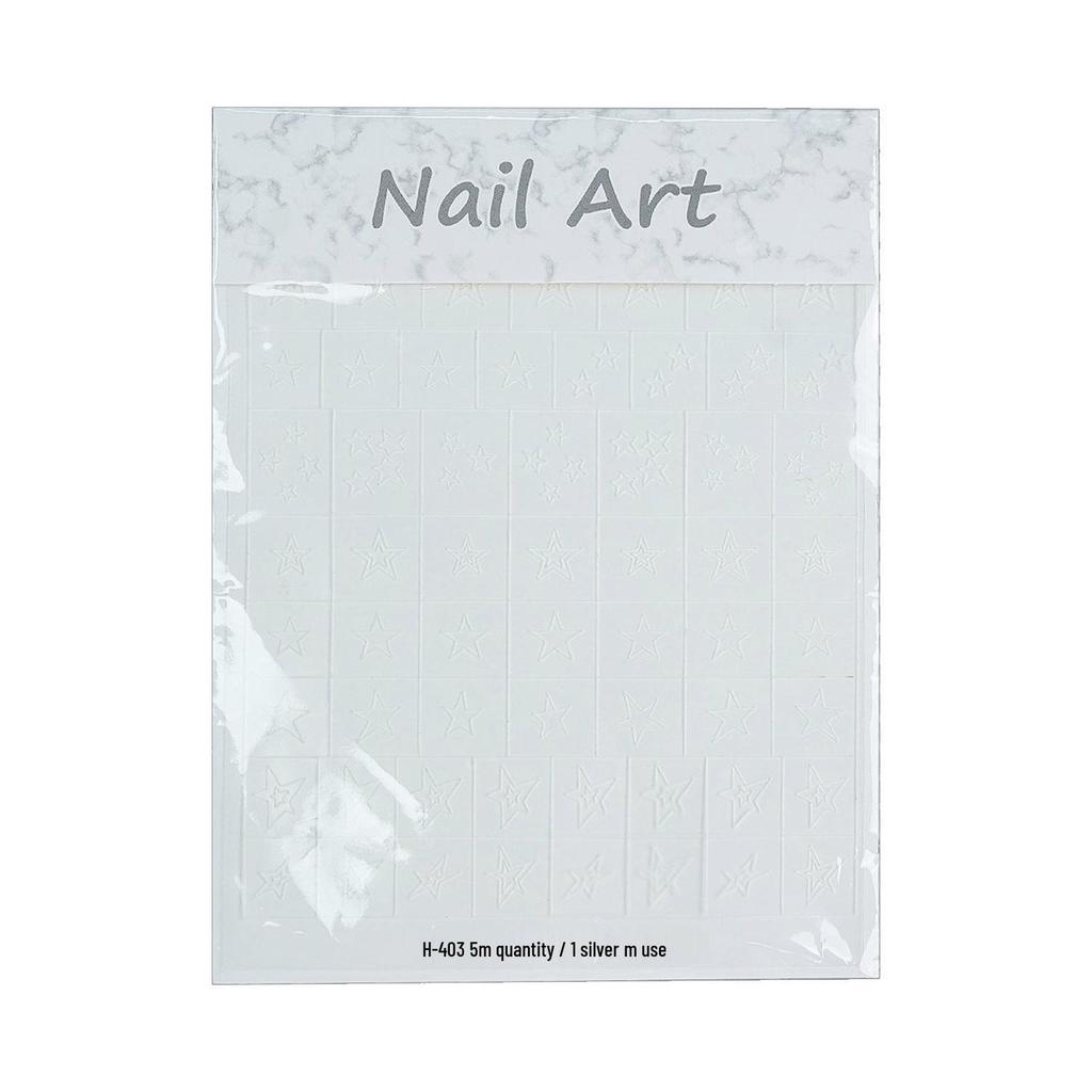 French Hollow Transparent Nail Art Stickers - Stars & Chrome Hearts Gradient Design