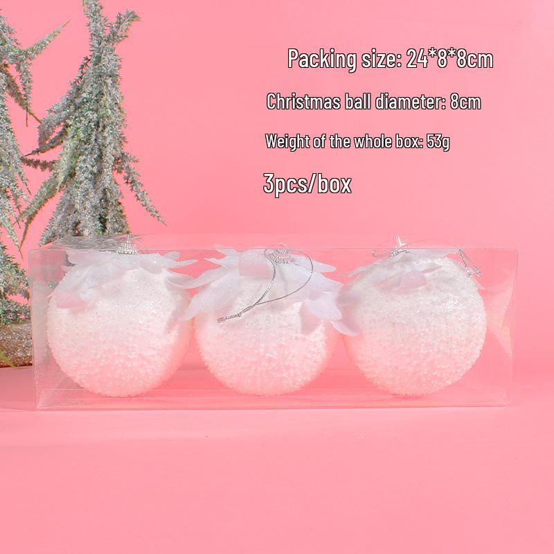 

Light Luxury White Christmas Foam Ball Ornament Set with Petal Design