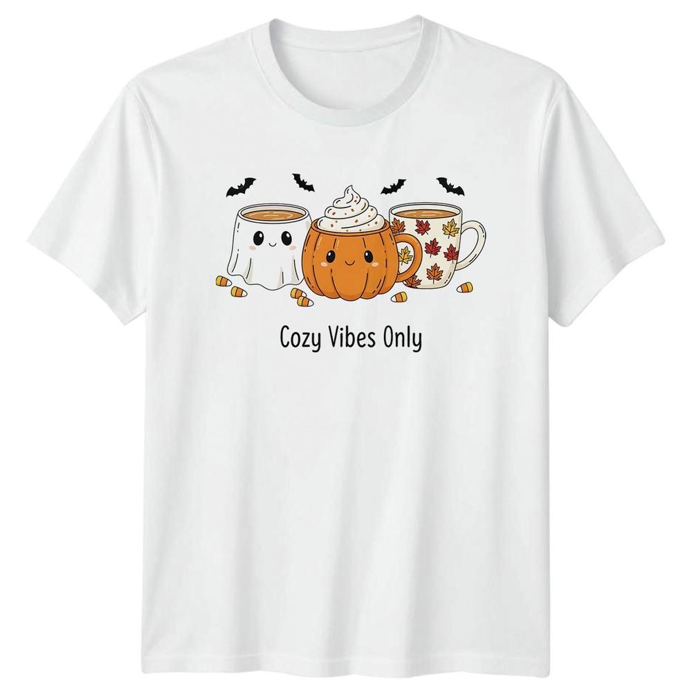 Cozy Vibes Only Unisexs TShirt Halloween Drinks Autumn Halloween Gift For Her S