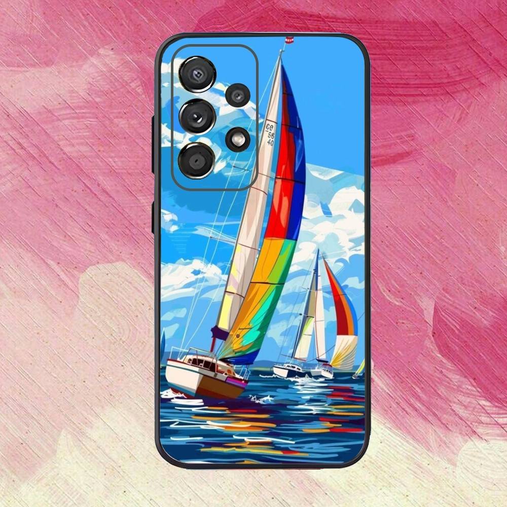 Segelboot S-Schiff Handyhülle Für Samsung S25,S24,S21,S22,S23,S30,Ultra,S20,Plus,Fe,Lite,Note,10,9,5G Schwarzes Cover