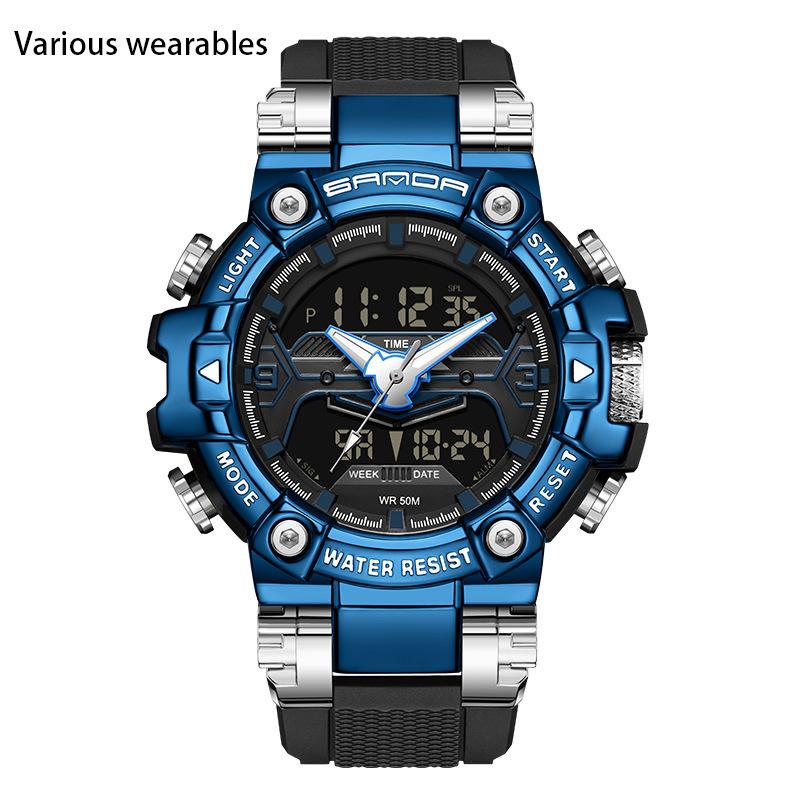 Neue elektronische Uhr, multifunktionale Modetrend-Herrenuhr, coole Uhr, im Dunkeln leuchtend, wasserdicht, stoßfest, Wecker, Herrenuhr