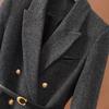 Autumn and Winter High-end Long Sleeved Suit Jacket Woolen Double Row Temperament Fashionable Suit Mid Length Outer