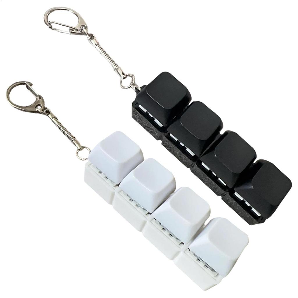4 Keys Keyboard Key Irritability Toy Finger Pressure Relief Button Adult Office Stress-relieving and Calming Key Chain Gift