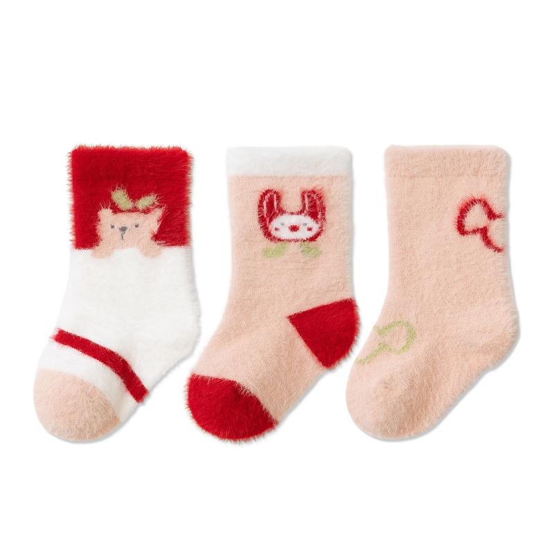 

3Pairs/Set Cute Bear Baby Socks Winter Thicken Warm Baby Boys Girls Middle Tube Socks Toddler Kids Socks L красный