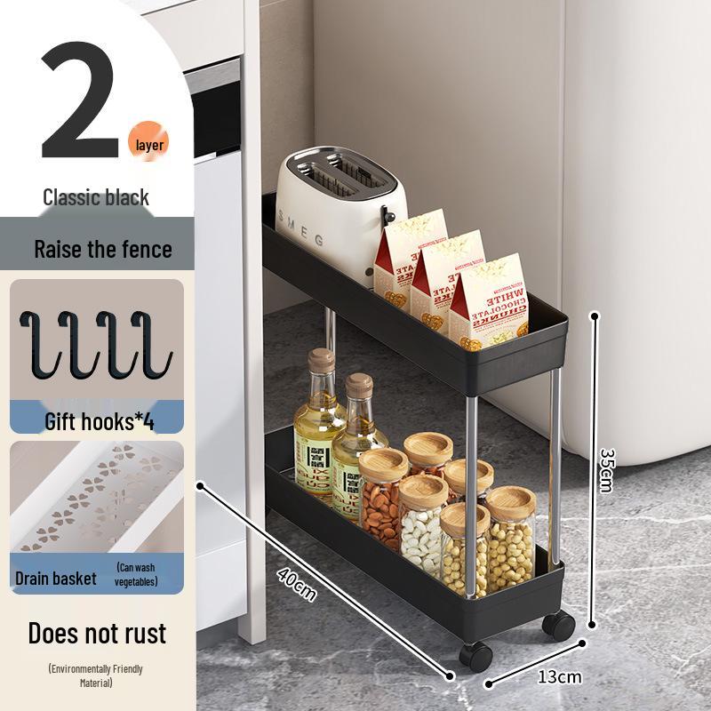 Multi-Layer Floor-Standing Trolley: Kitchen, Living Room, Bath Storage Rack