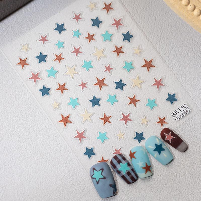 SKY Ins Style Vietnamese Star Nail Stickers: 6D Embossed, DIY Decor for Phone and iPad