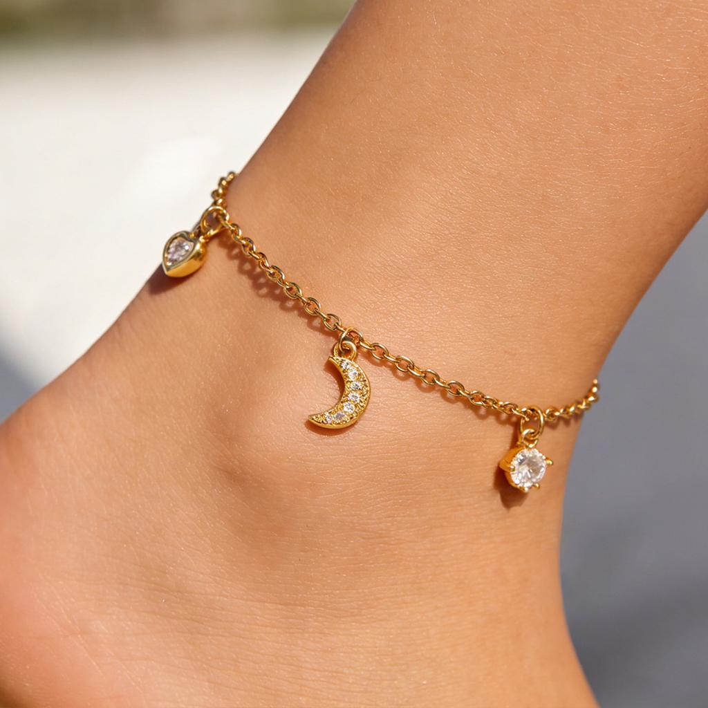 Tassel Pendant Heart Butterfly Moon Anklet For Women 2026 Beach Vacation Summer Waterproof Chain Foot Chain Jewelry Fashion Gift