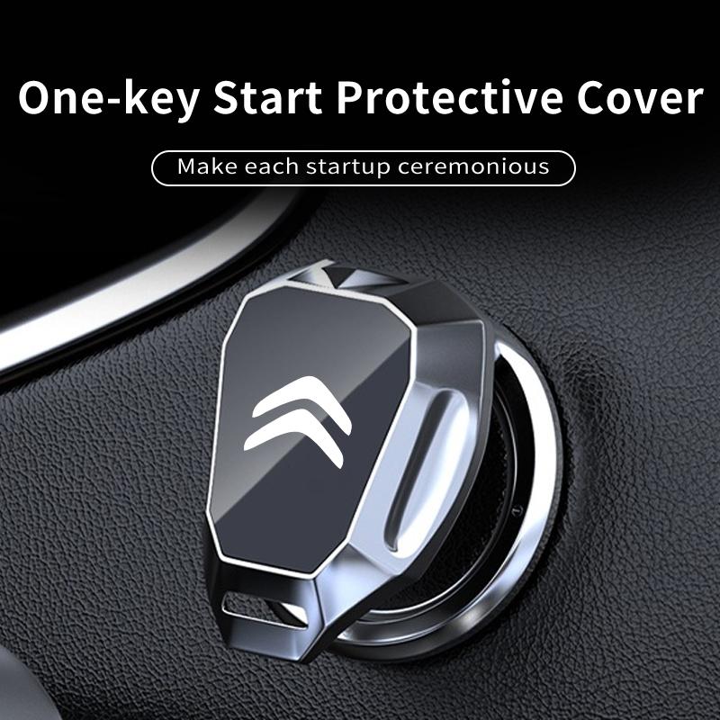 Bouton de démarrage de moteur de voiture Housse de protection Autocollant bouton-poussoir Accessoire pour Citroen C3 C4 C5 C1 C2 Berlingo Celysee Xsara Picasso