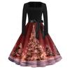 Women's Vintage Fashion Halloween Print Square Neck Casual Dress for Party and Daily Wear