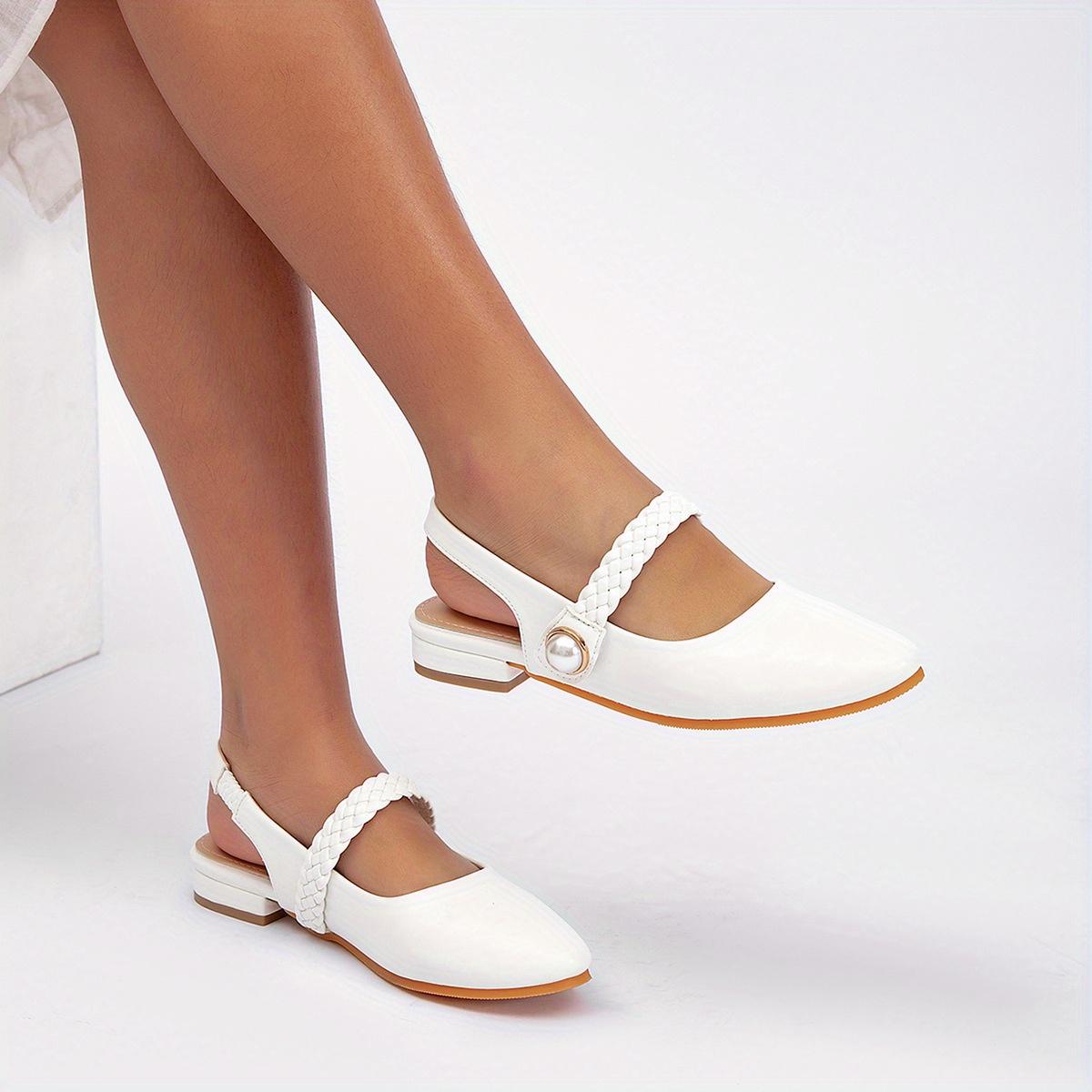 

Женские балетки Baotou 2025 Новая коллекция Весна/Лето Балетки Мэри Джейн на массивном каблуке во французском стиле Элегантное сочетание с платьями, Повседневные балетки 41 белый