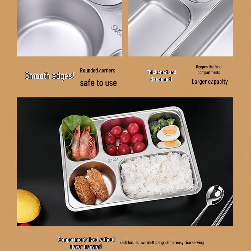 ZLIII 304 Stainless Steel Divided Lunch Tray