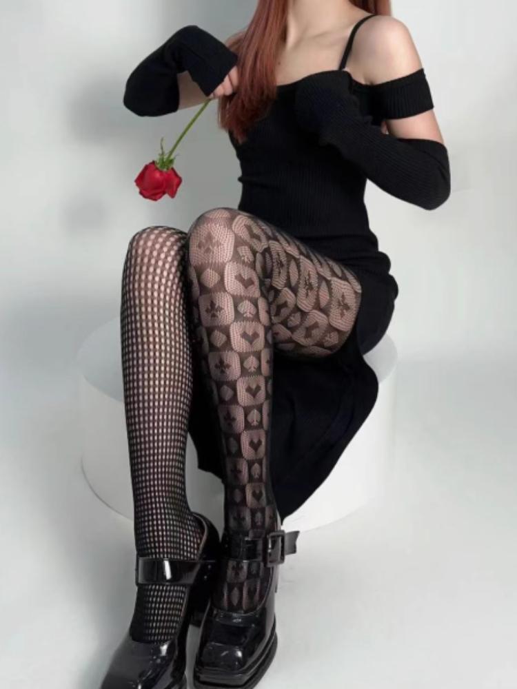 New Punk Girls Ab Asymmetric Striped Mesh Tights Women Sexy Fishnet Stockings Gothic Lolita Dark Fashion Nylon Pantyhose