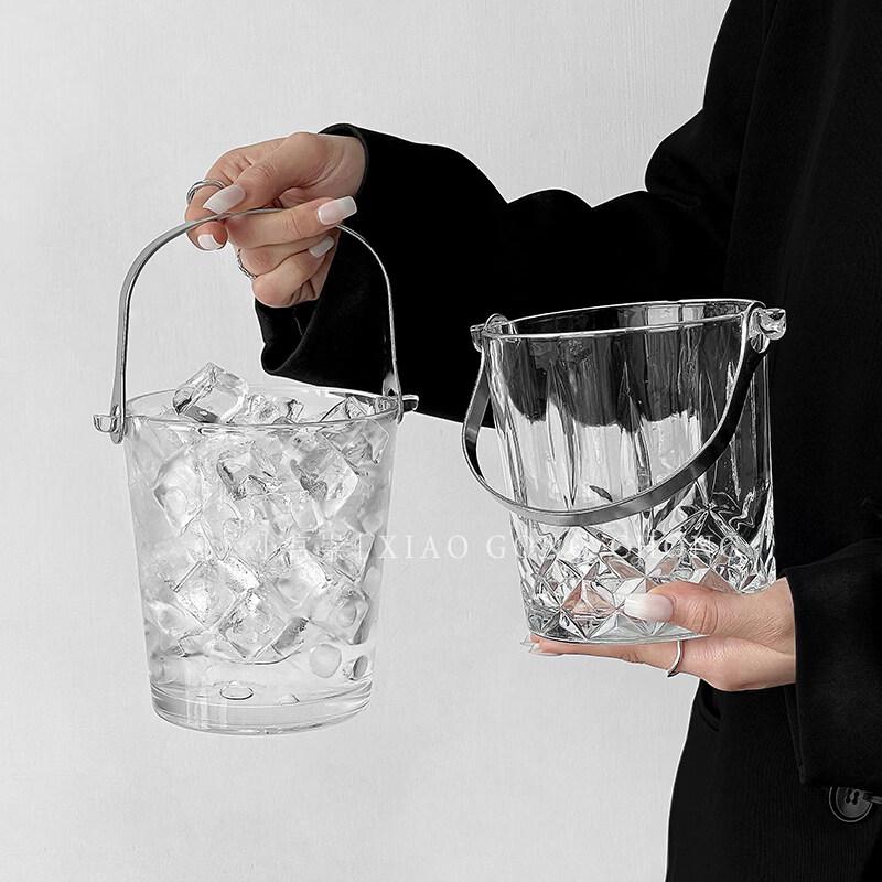 ZISIZ Tragbarer Glas-Eiskübel mit Zange