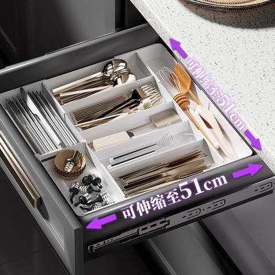 Built-In Kitchen Storage Cabinet with Cutlery Divider Drawer and Tableware Box