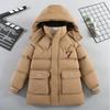 Winter Teen Boys Jacket Letter 7 Print Lined with Velvet Thick Warm Hooded Zipper Parka Coat for 6-14Y Kids Cotton Outwear