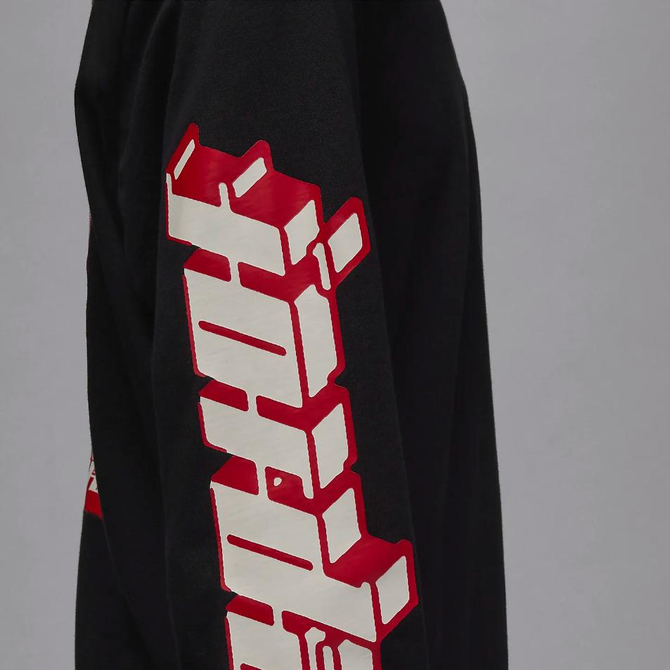 Jordan Brand Letter Print Pattern Ribbed Crew Neck Long Sleeve T-Shirt Men Tops Black FN5976-010