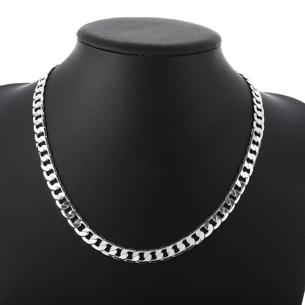 925 Sterling Silver Classic Brands Men'S 8mm Chain Necklace For Woman Fashion Jewelry