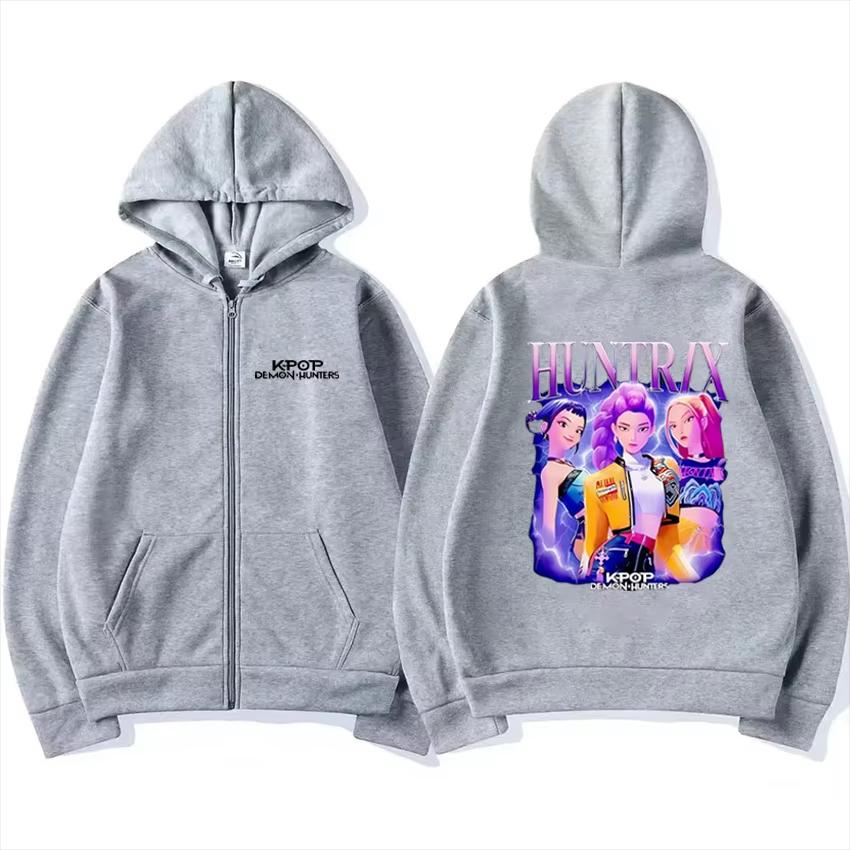 Kpop Dämonenjäger Film Grafik Hoodie Herren Damen Mode Mantel Hip Hop Bedruckt Alltagstauglich Bequem Reißverschluss-Hoodie