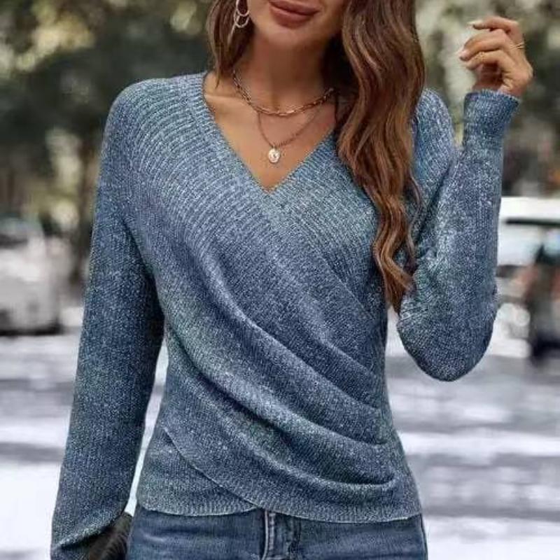 Women'S Elegant V-Neck Long Sleeve Sweater - Soft Warm Winter Pullover,Formal Tops for Women, Ladies Sweaters