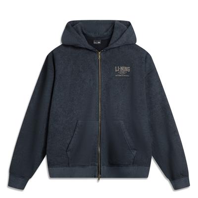 Li-Ning Casual Comfortable Simple Loose Versatile Hooded Cardigan Sweatshirt Unisex Sweatshirt Black AWDVC13-5