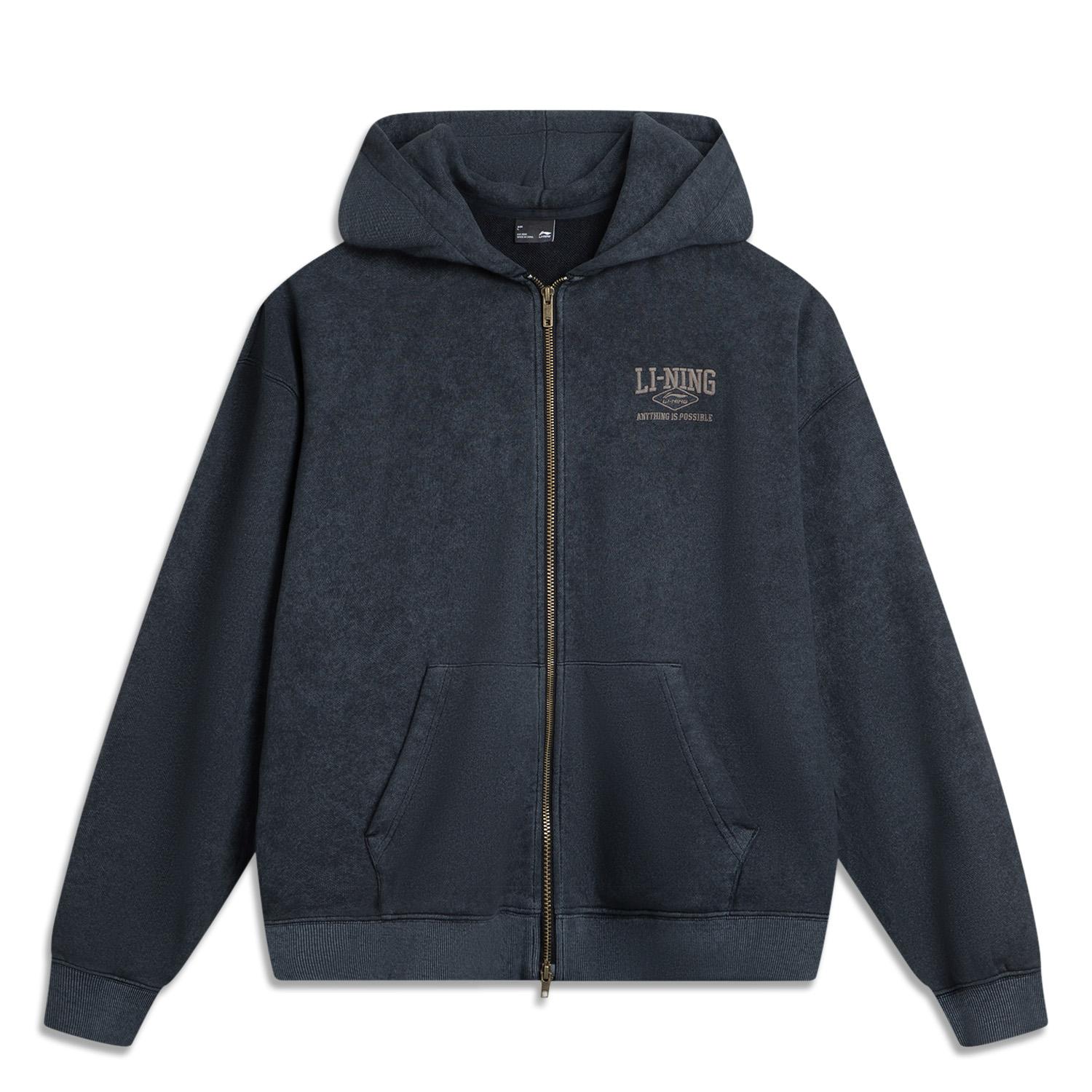 

Li-Ning Casual Comfortable Simple Loose Versatile Hooded Cardigan Sweatshirt Unisex sweatshirt Black AWDVC13-5