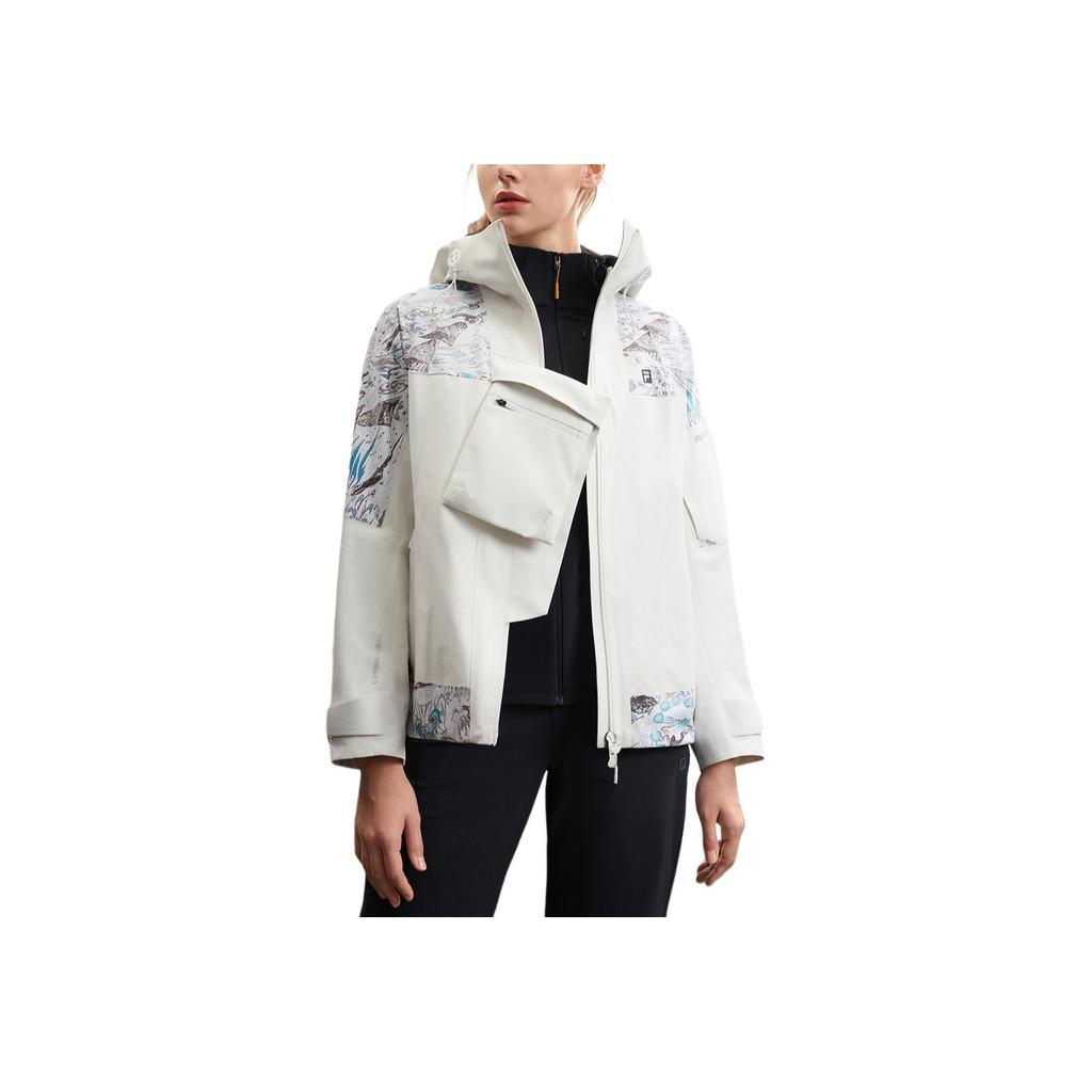 FILA Fashion Loose Hooded Jacket Women jackets Snow-White A11W517719FWT