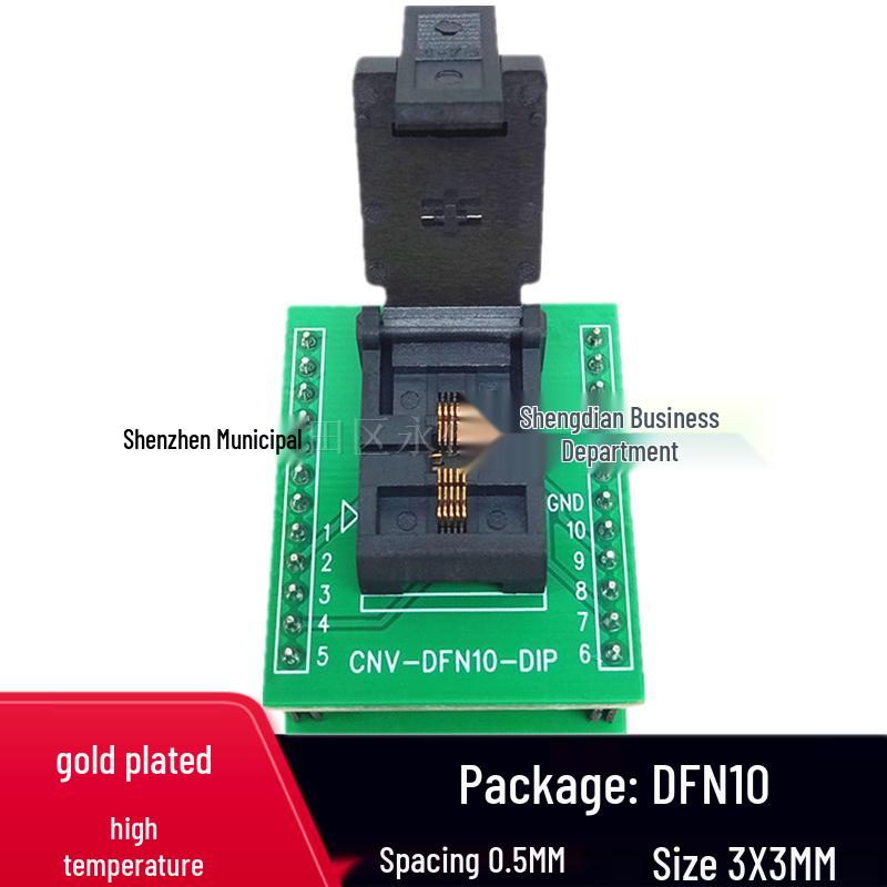 DFN3X3-10L(0.5) Testsockel - DFN10 Programmier-IC-Adapter, Vergoldet, 0,5mm Rastermaß