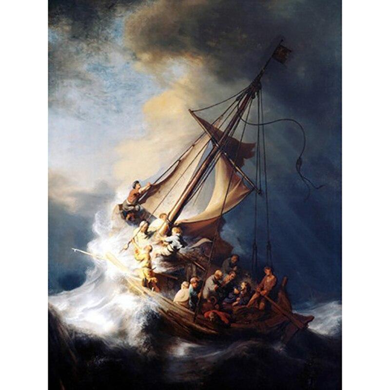 DIY 5D Diamond Painting Full Round Resin Sailboat Diamond Art Embroidery Sea View Cross Stitch Diamond Mosaic Home Decor