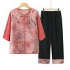 Summer 2026 New Chinese Style Outfit: Two-Piece Shirt and Trousers Set for Middle-aged and Elderly Women