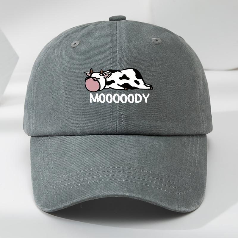 

Fun Cow Pattern Baseball Hat Outdoor Men s and Women s Casual Sweat Absorbing Adjustable Washable Retro Adjustable сірий колір