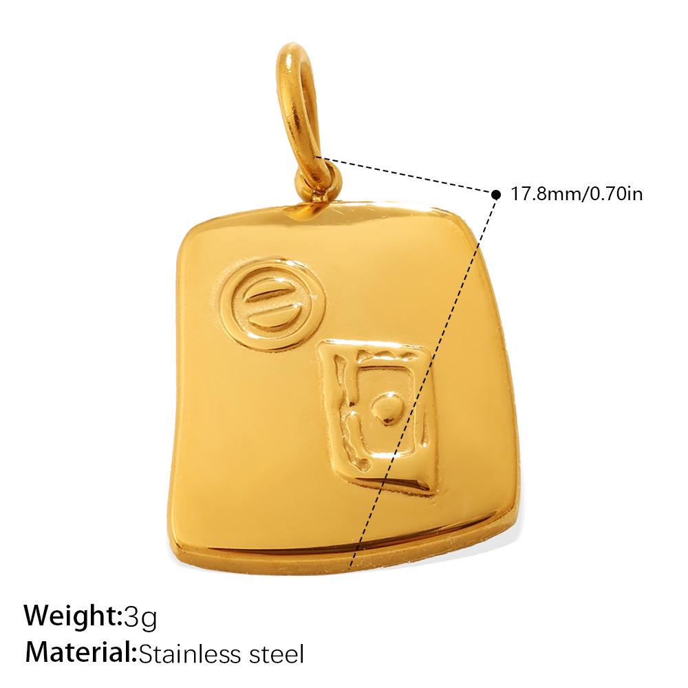 Stylish Gold Embossed Stainless Steel Pendant – Trendy European & American Jewelry Accessory