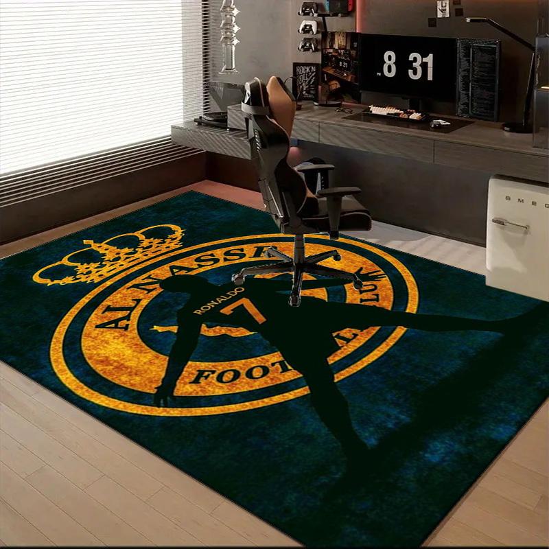 Nassr Football Club Crest Printed Office Carpet Chair Cushion  Entryway Rug, Rugs for Living Room, Bedroom Christmas gifts