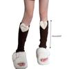 Women Winter Ribbed Knit Leg Warmers 3D Stuffed Plush Heart Crochet Boot Socks  Black heart on brown