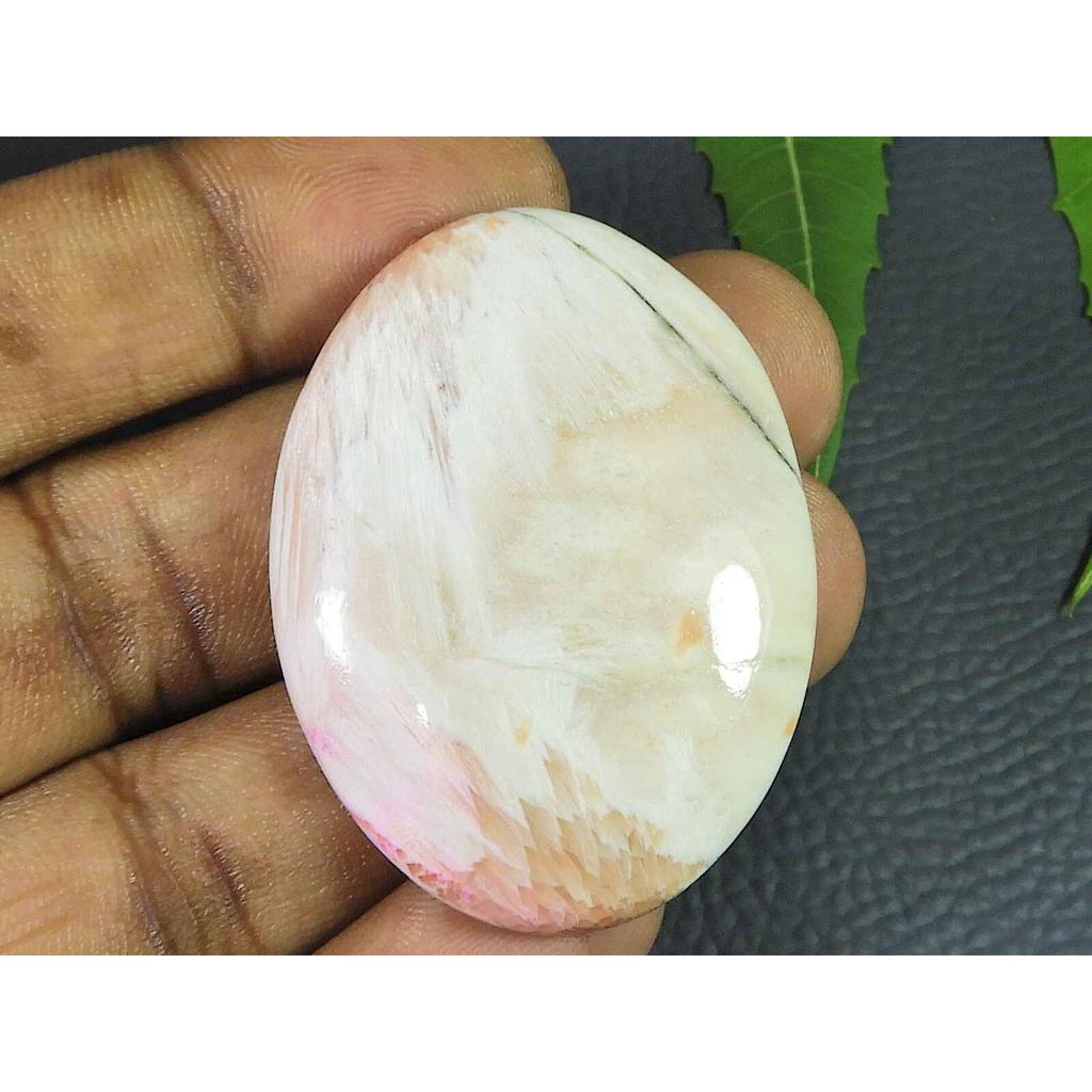 Natural Pink Scolocite Oval Shape Cabcohon Loose Gemstone 87Cts. 34X47X08MM SK-3523