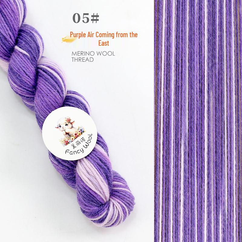 Hand-Dyed Variegated Wool Yarn: Ideal for DIY Knitting, Medium-Thickness Cotton, and Wool Blend for Hats and Scarves