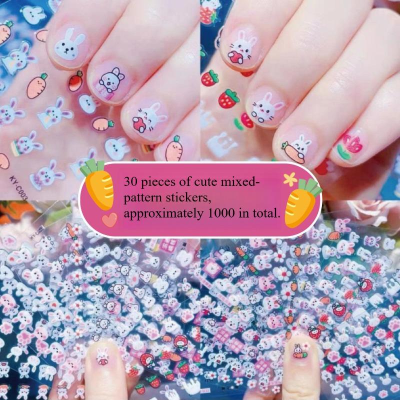 1 ZESTAW/30 SZTUK dziecięca kreskówka uroczy uroczy króliczek naklejka na paznokcie dziewczynka dziecko przedszkole naklejka z nagrodą prezent naklejka na paznokcie