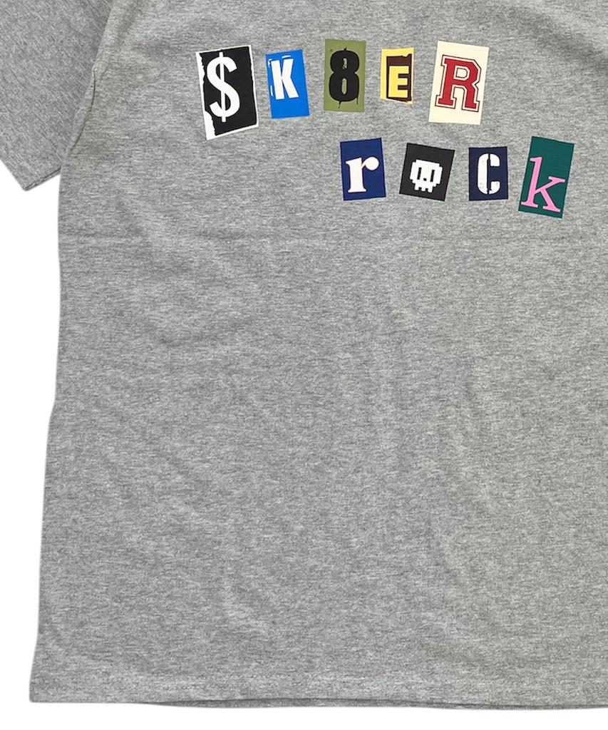 SK8ER ROCK Collage Pop Logo T-Shirt ((Melange Gray))