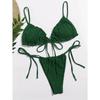 New 2025 Sexy Swimsuit Pit Stripe Bikini Women Swimwear  Bathing Suits Push Up Biquinis Bandage Beachwear Solid Bikini Sets