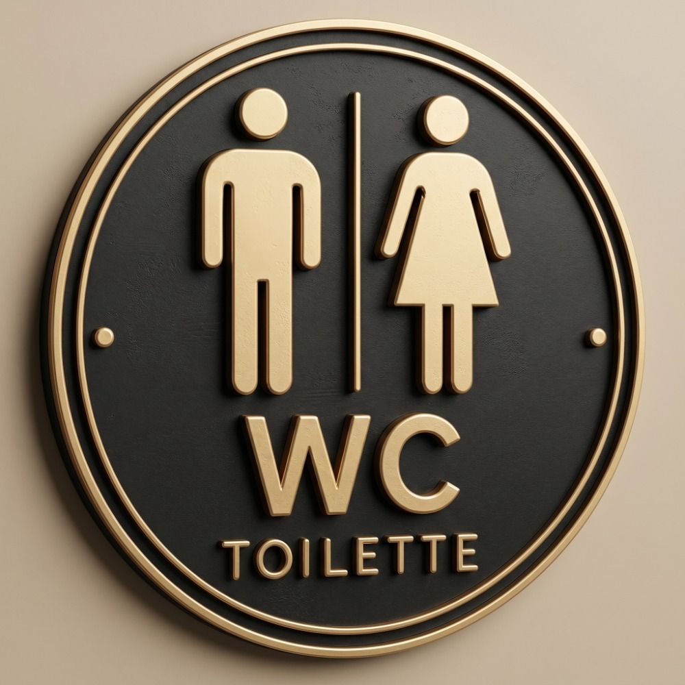 Door Hanging 2D Flat Sign Wall Decoration Modern Toilet Sign German Toilet Sign Bathroom Door