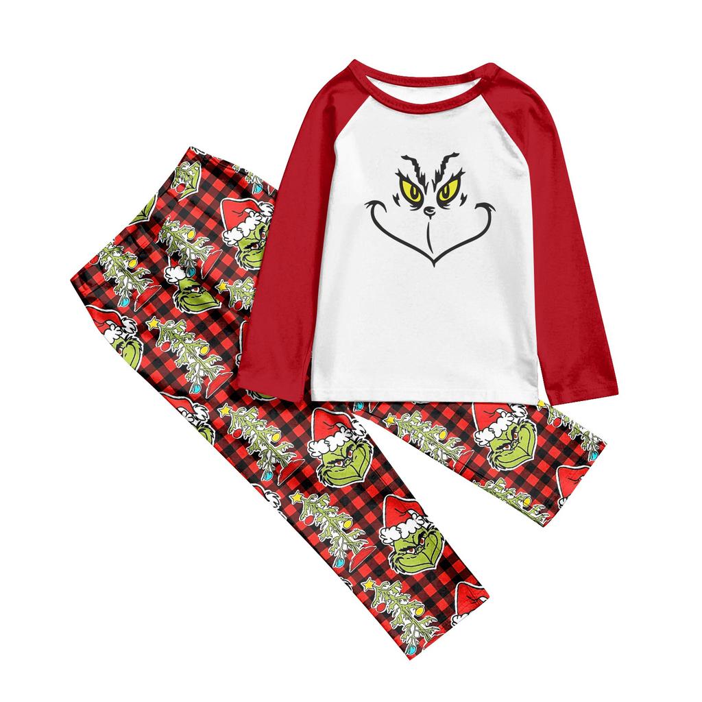 Print Cute Family Set Pajamas, Home Clothes, Family Set Long Sleeve Top Pants Set