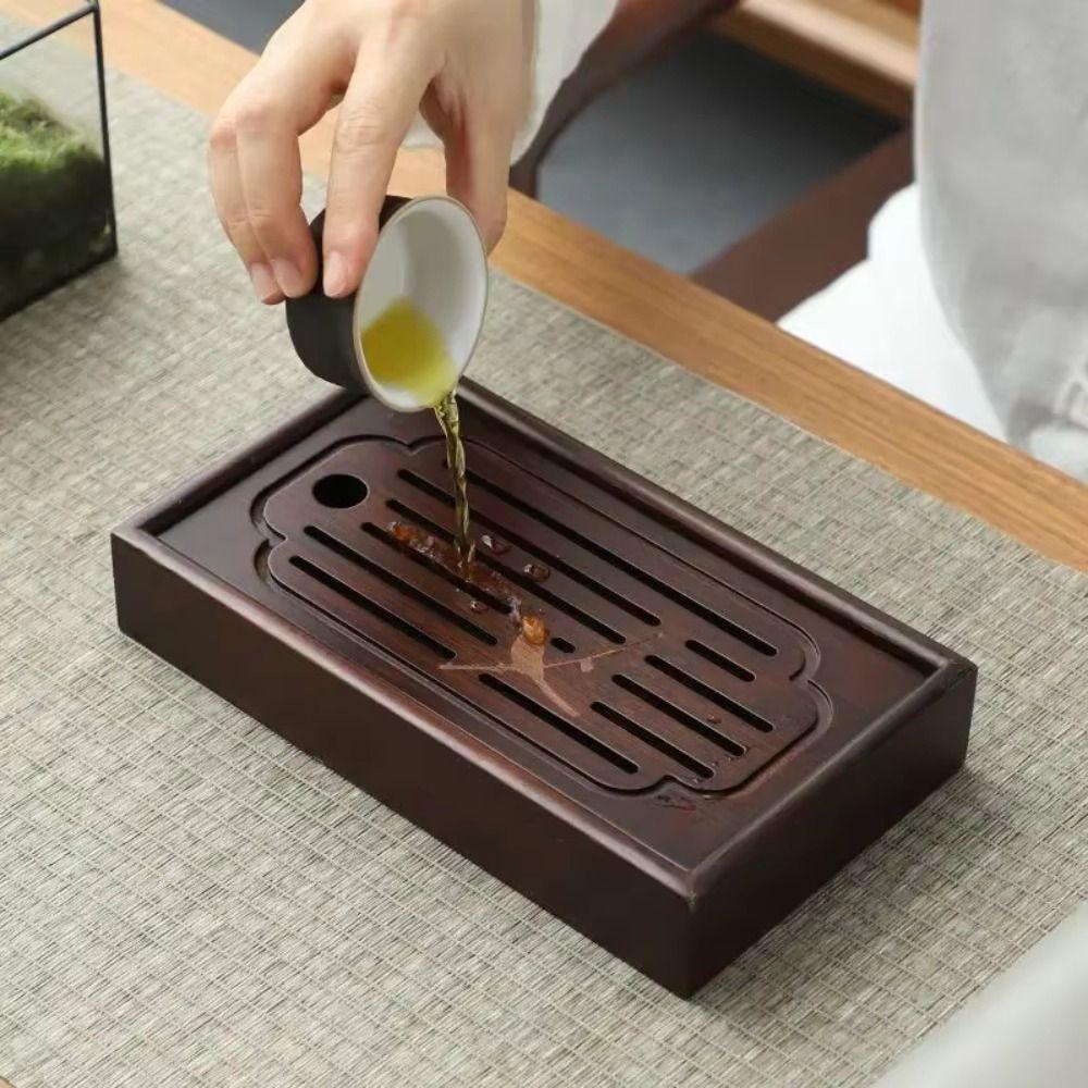 Simple Chinese Tea Tray Rectangular Bamboo Tea Tray Small-scale Tea Storage Tray  Office