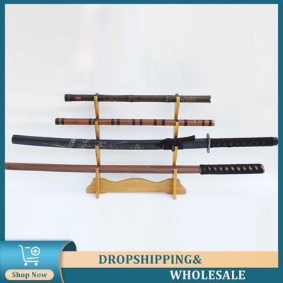 Display Rack Exquisite Workmanship Exquisite Details Log Color Wood Storage Supplies Rack Sword Holder Vintage Realistic