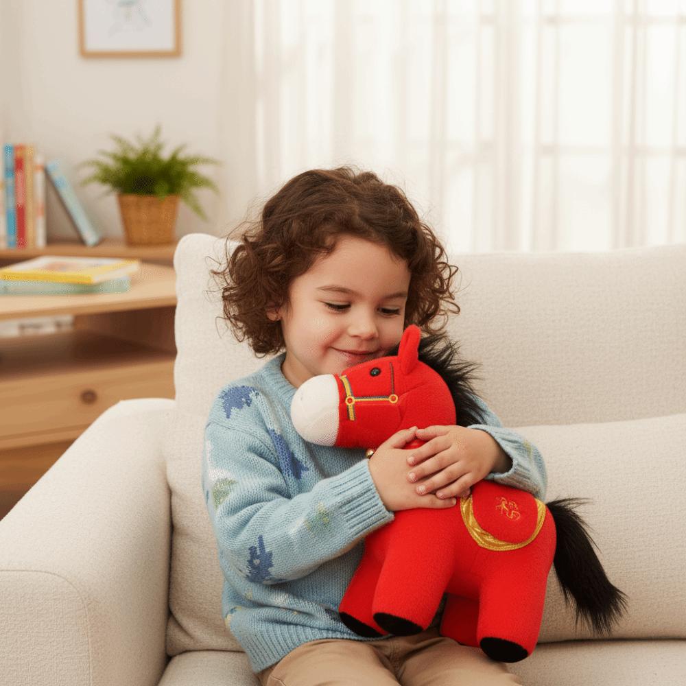 Chinese Style Plush Horse Doll Fluffy Zodiac Pony Figurine Cartoon Steed Doll  Home Decoration