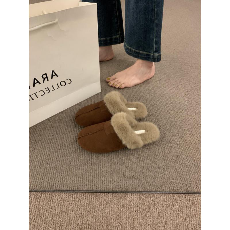 

Ретро шлепанцы на плоской подошве для женщин, новые ленивые хлопковые шлепанцы на одну педаль 40 верблюд