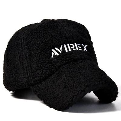 AVIREX Boa Fleece Baseballkappe mit besticktem Logo 17614600 Schwarz - Unisex Verstellbar