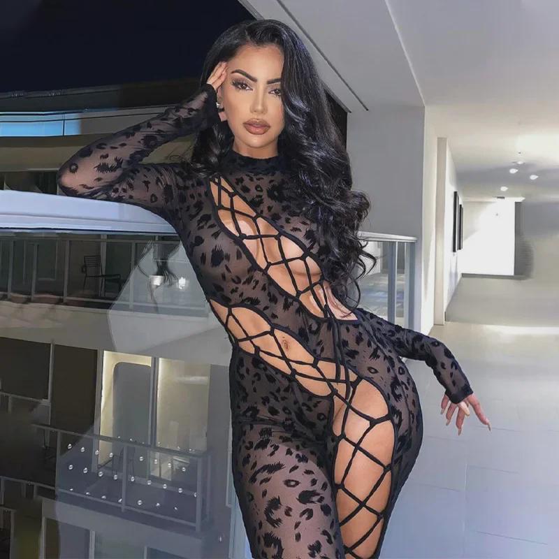 2024 Καλοκαίρι Ευρωπαϊκό & Αμερικάνικο Στυλ Γυναικείο Σέξι Στενό Δέσιμο Κοίλο Ολόσωμο