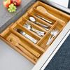 Cutlery and jewelry organizer insert for kitchen drawer, bamboo container