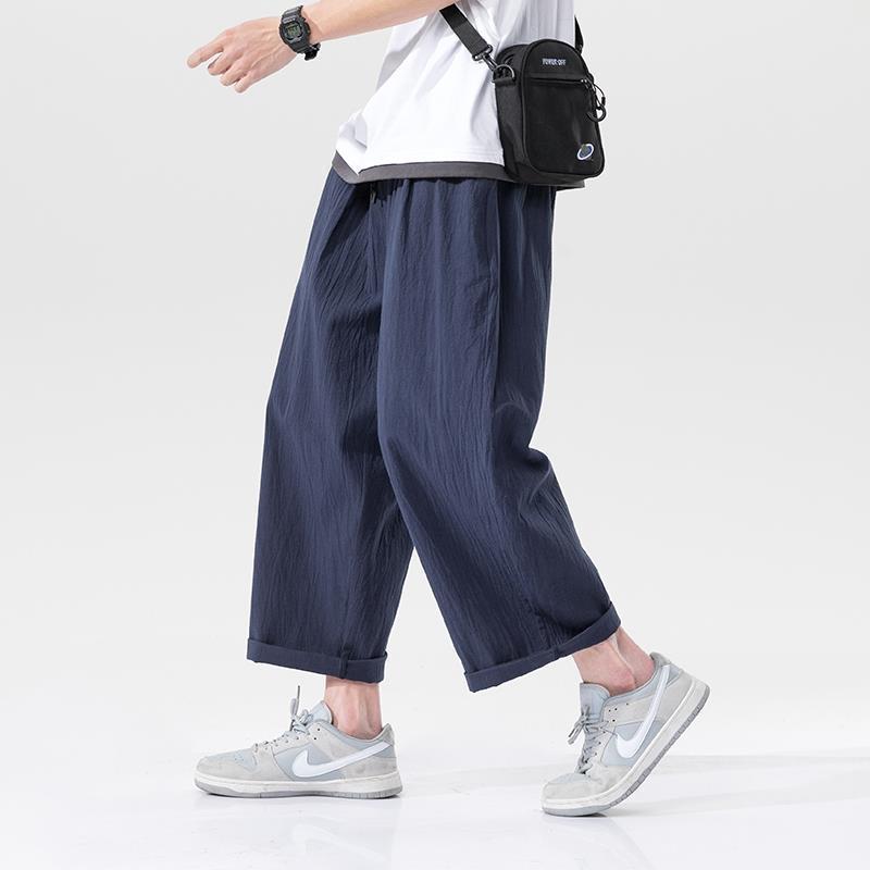 Herren Retro Japanische Leinen Weitbein Haremshose - Lockere Passform, Übergröße, Trendig, Leicht, Lässig