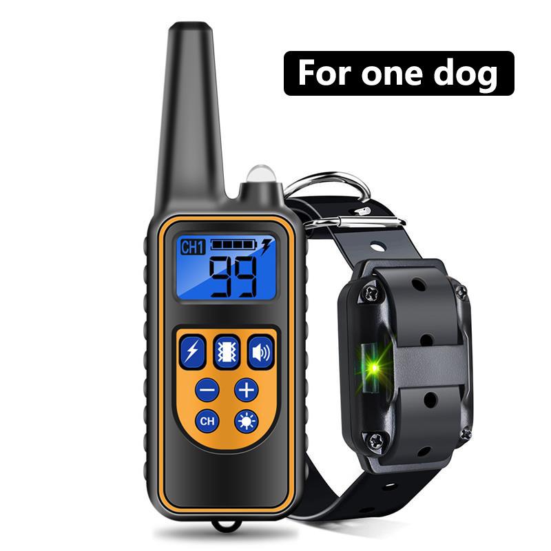 Rechargeable Remote Dog Training Collar, Waterproof Bark Stop Device, 800m Range, Automatic Shock Correction.